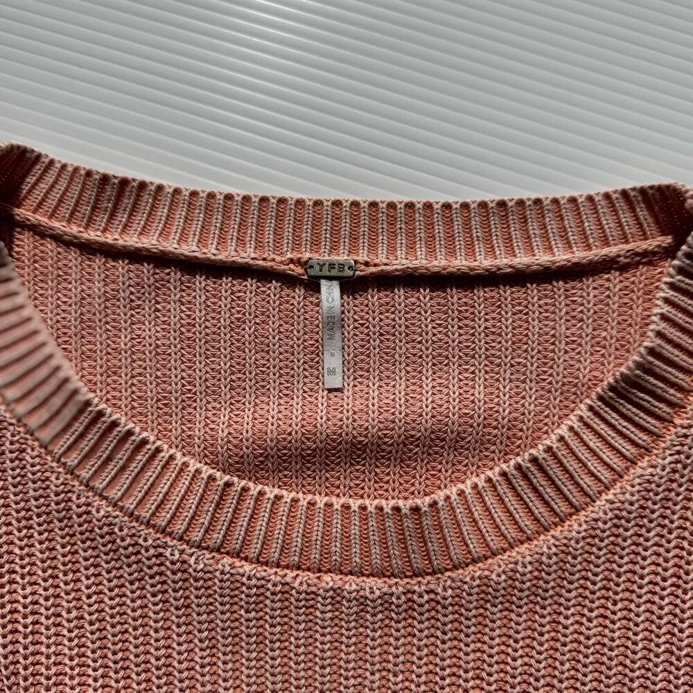 YFB Young Fabulous Broke Knit Sweater Apricot Pink Balloon Sleeve Women’s Medium - Picture 16 of 16